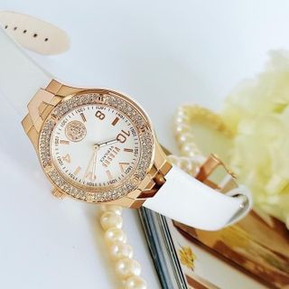 ĐỒNG HỒ NỮ CHÍNH HÃNG VESUS DÂY DA TRẮNG VIỀN ĐÁ