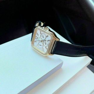 ĐỒNG HỒ NỮ CHÍNH HÃNG GUECC DÂY DA MẶT VUÔNG CHONOGRAP FULLBOX