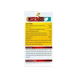 Viên uống Bổ não Ginkgo giúp hoạt huyết dưỡng não, tăng cường tuần hoàn và lưu thông máu não hộp 100 viên
