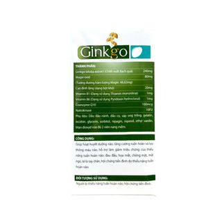 Viên uống Bổ não Ginkgo giúp hoạt huyết dưỡng não, tăng cường tuần hoàn và lưu thông máu não hộp 100 viên hộp xanh