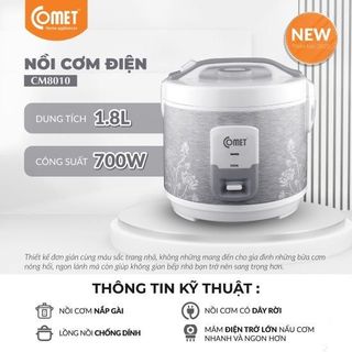 NỒI CƠM ĐIỆN 1.8L NẮP GÀI COMET CM8010 (T4)