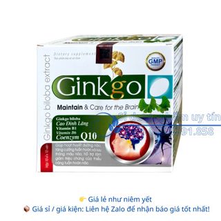 Viên uống Bổ não Ginkgo giúp hoạt huyết dưỡng não, tăng cường tuần hoàn và lưu thông máu não hộp 100 viên hộp xanh