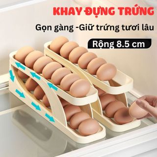 Khay Đựng Trứng Lăn Tự Động 2 Tầng Thông Minh Để Tủ Lạnh A0643