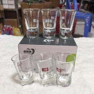 Bộ 6 Ly Thủy Tinh Uống Rượu 34ml Cao Cấp, Ly uống Rượu đế dày Wine Glass A1413