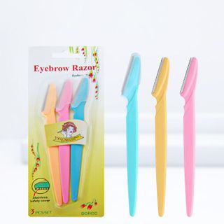 Bộ ba dao cạo lông mày tay cầm thẳng an toàn chống trầy xước A1245