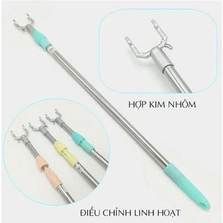 Cây phơi quần áo bằng inox kéo dài 1,5M Cây gậy lấy đồ trên cao có thể kéo dài xếp gọn A0132