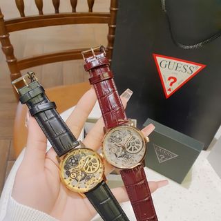 ĐỒNG HỒ NAM CAO CẤP GUECC DÂY DA MẶT GIẢ CƠ TRÒN