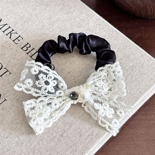 Dây buộc tóc nơ ren đen