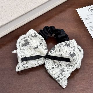 Dây buộc tóc nơ ren đen