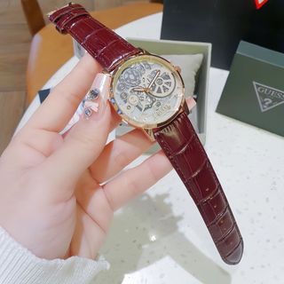 ĐỒNG HỒ NAM CAO CẤP GUECC DÂY DA MẶT GIẢ CƠ TRÒN