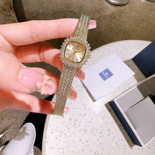 ĐỒNG HỒ NỮ CHÍNH HÃNG FUNMEI FL2111 MẶT VUÔNG VIỀN ĐÁ SWA TRÁI TIM DÂY LƯỚI FULLBOX