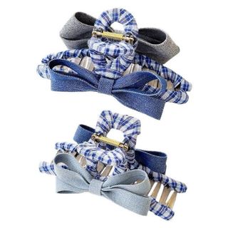 Kẹp càng cua nơ xanh caro – thanh lịch, chắc chắn, phù hợp mọi kiểu tóc