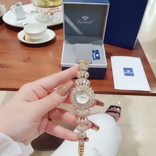 ĐỒNG HỒ NỮ CHÍNH HÃNG FUNMEI F2048 ĐÍNH ĐÁ SWAROSKI FULLBOX TEM HÃNG