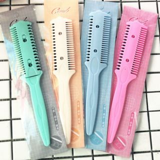 Lược tỉa tóc cắt tóc 2 đầu, lược nhựa lưỡi hai mặt tiện lợi A1348