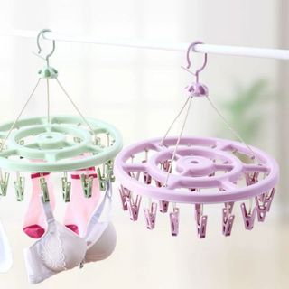 Móc Chùm Tròn 24 Kẹp Nhựa Chống Gió Phơi Quần Áo Trẻ Em Tất Vớ Quần Lót Cao Cấp A0451