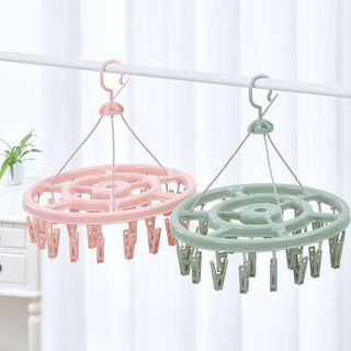 Móc Chùm Tròn 24 Kẹp Nhựa Chống Gió Phơi Quần Áo Trẻ Em Tất Vớ Quần Lót Cao Cấp A0451