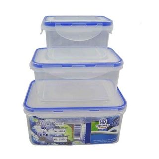 Bộ 3 Hộp Đựng Thực Phẩm Chữ Nhật Nhựa Việt Nhật Cao Cấp ( Chữ Nhật) A1373