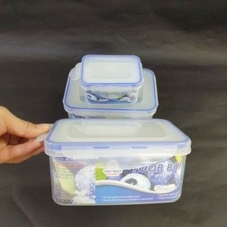 Bộ 3 Hộp Đựng Thực Phẩm Chữ Nhật Nhựa Việt Nhật Cao Cấp ( Chữ Nhật) A1373