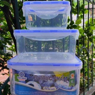Bộ 3 Hộp Đựng Thực Phẩm Chữ Nhật Nhựa Việt Nhật Cao Cấp ( Chữ Nhật) A1373
