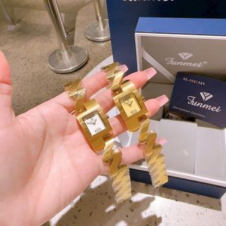 ĐỒNG HỒ NỮ CHÍNH HÃNG FUNMEI F2112L DÂY THÉP VÀNG MAT VUÔNG FULLBOX TEM HÃNG