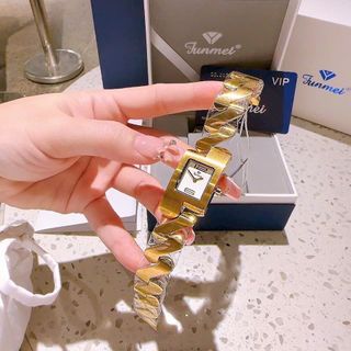 ĐỒNG HỒ NỮ CHÍNH HÃNG FUNMEI F2112L DÂY THÉP VÀNG MAT VUÔNG FULLBOX TEM HÃNG