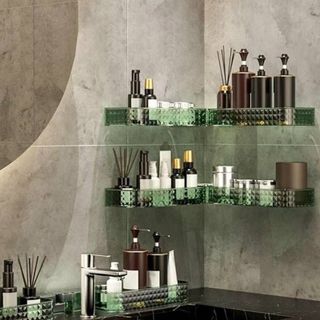 Kệ Nhà Tắm Mica Trong Suốt Hình Chữ L Đựng Dầu Gội Sữa Tắm A0651