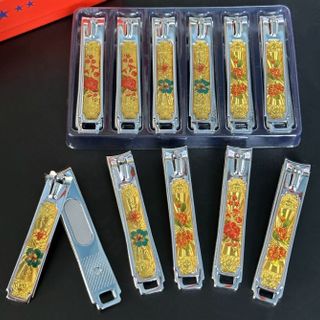 Kềm cắt móng tay hình hoa vàng cỡ lớn, đầu dẹt, bề mặt màu vàng A1342