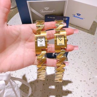 ĐỒNG HỒ NỮ CHÍNH HÃNG FUNMEI F2112L DÂY THÉP VÀNG MAT VUÔNG FULLBOX TEM HÃNG