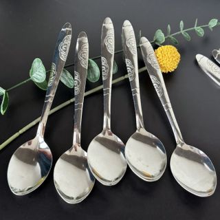 Thìa inox nhọn hình hoa bướm, thìa ăn dày hình hoa bướm, thìa ăn cho người lớn và trẻ em A1157