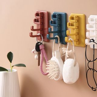 Móc Dán Tường 4 Nhánh Nhiều Màu Móc Treo Quần Áo Mẫu Mới A1151