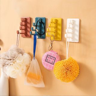 Móc Dán Tường 4 Nhánh Nhiều Màu Móc Treo Quần Áo Mẫu Mới A1151