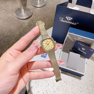 ĐỒNG HỒ NỮ CHÍNH HÃNG FUNMEI FL2109 MẶT VUÔNG TRƠN DÂY LƯỚI FULLBOX