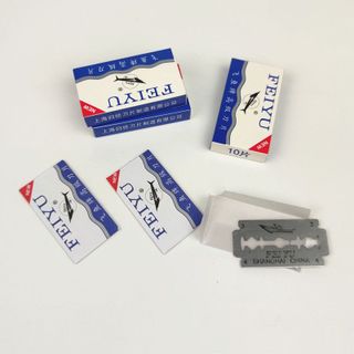 Hộp 10 Dao lưỡi lam hai mặt cạo thủ công cổ điển Lưỡi dao cạo tỉa lông mày dao cạo râu sắc bén A1123