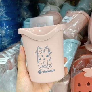 Cốc Dán Tường Cắm Bàn Chải Kem Đánh Răng Nhà Tắm Có Lỗ Thoát Nước Nhựa Việt Nhật (6370) A0923