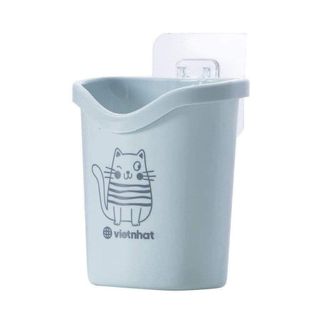Cốc Dán Tường Cắm Bàn Chải Kem Đánh Răng Nhà Tắm Có Lỗ Thoát Nước Nhựa Việt Nhật (6370) A0923