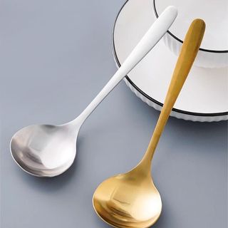 Thìa canh bằng thép không gỉ gia dụng cán dài thìa lẩu đầu to tròn ăn cháo súp A1135