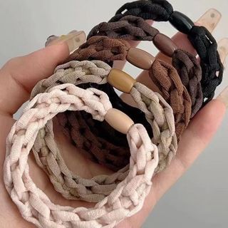 Bộ dây buộc tóc scrunchie hạt bông xốp phối màu nude