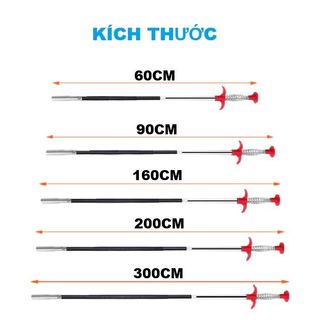 Cây Móc Rác Thông Tắc Bồn Cầu Toilet Bồn Rửa Chén Thông Tắc Cống Thoát Nước Dài 200CM A0111