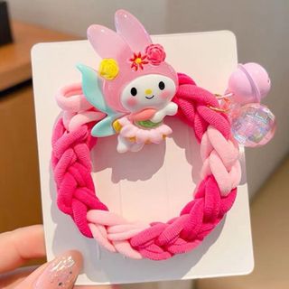 Dây buộc tóc tết hồng kèm mascot dễ thương – nổi bật, mềm mại, siêu xinh cho bé gái