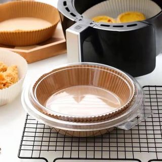 ( Khay nhựa) Sét 50 Tờ Giấy Nến Vàng Lót Nồi Chiên Không Dầu Kèm Khay Nhựa A0731