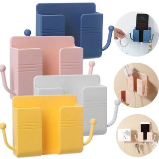 Kệ Dán Tường Đỡ Điện Thoại Sạc Pin Việt Nhật, Kệ Đỡ Điện Thoại Có Móc Treo Đồ (5689) A1442