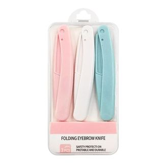 Bộ 3 dao tỉa lông mày an toàn có thể gập chống trầy xước dành cho người mới bắt đầu A1146