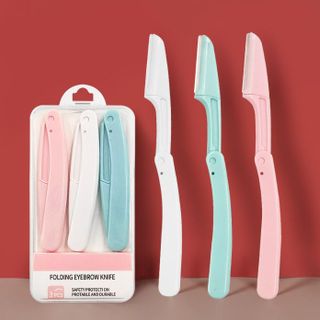 Bộ 3 dao tỉa lông mày an toàn có thể gập chống trầy xước dành cho người mới bắt đầu A1146