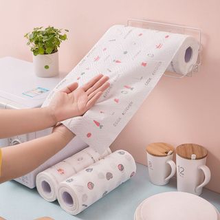 Cuộn Khăn Lau Màu Trắng Đa Năng Nhà Bếp Dùng Lại Nhiều Lần Họa Tiết Hoa Lá 20CM A0811