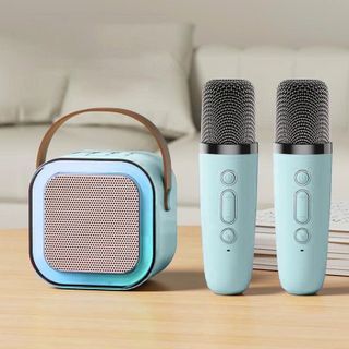 LOA BLUETOOTH MINI KARAOKE KÈM 2 MIC K12 KHÔNG DÂY