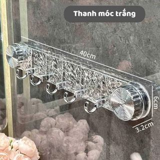 Móc Treo Đồ Hút Chân Không 5 Móc Trong Suốt chất liệu nhựa PP không cần khoan đục A1643