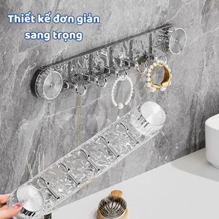 Móc Treo Đồ Hút Chân Không 5 Móc Trong Suốt chất liệu nhựa PP không cần khoan đục A1643