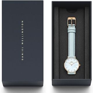 ĐỒNG HỒ NỮ CAO CẤP DANIEL W PETITE BLUEBELL DÂY DA MẶT TRÒN XANH FULLBOX TEM