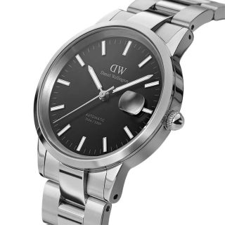 ĐỒNG HỒ NAM CAO CẤP DANIEL W ICONIC LINK AUTOMATIC DÂY THÉP BẠC MẶT ĐEN FULLBOX