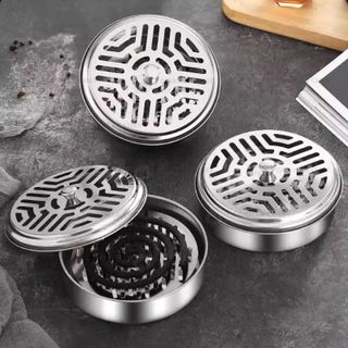 Hộp Inox Đựng Nhang Muỗi Có Nắp Đậy An Toàn Khay Đựng Nhang Muỗi A1923